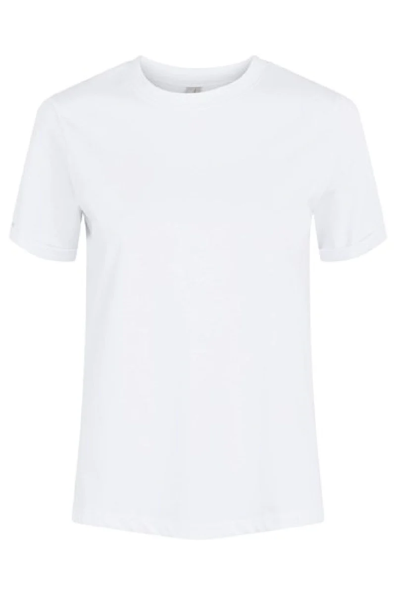 Pieces - PcRia SS Fold Up Solid Tee - Bright white